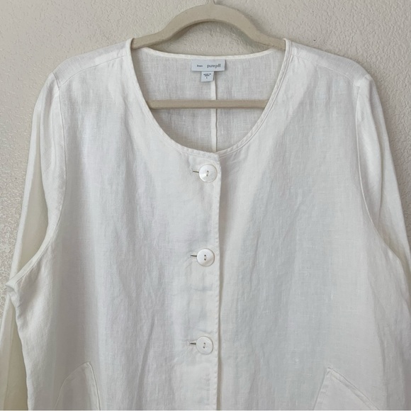 J. Jill Purejill 100% Linen Off White Button Down Cardigan, Sz Large - Picture 3 of 11